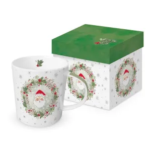 TAZA PAPA NOEL EN GUIRNALDA + CAJA REGALO