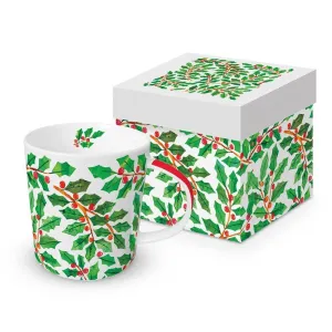 TAZA TRACEY'S WINTER MUERDAGO + CAJA REGALO